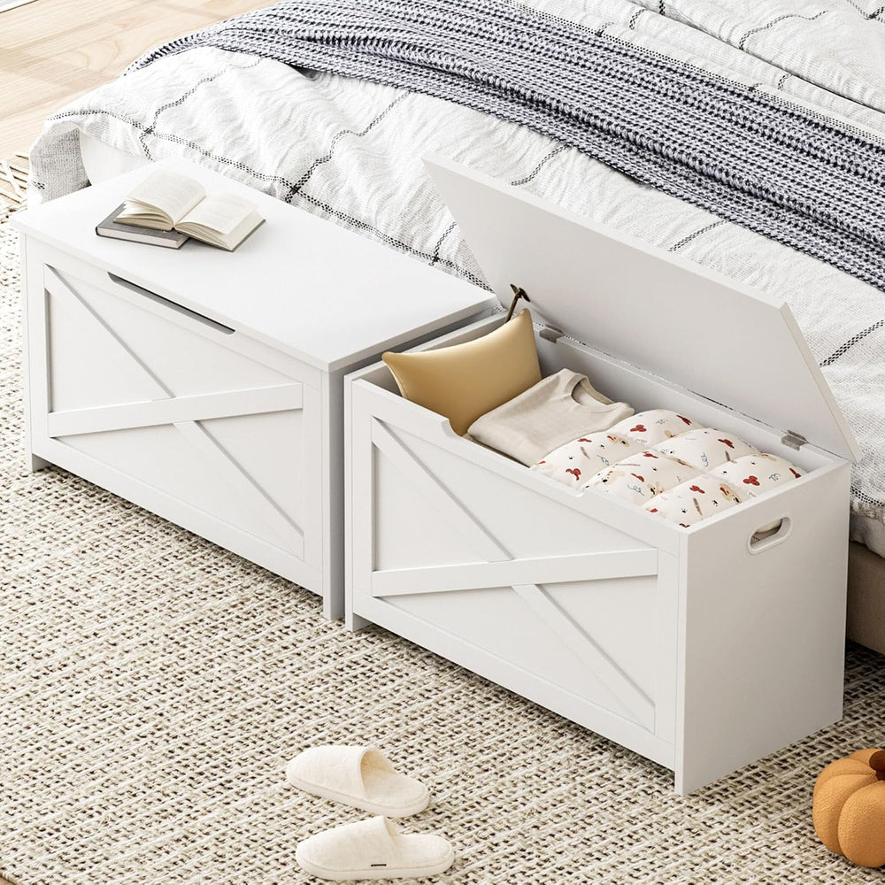 GarveeHome 30 in Storage Chest, Wooden Storage Bench with Safety Hinge, Easy ...
