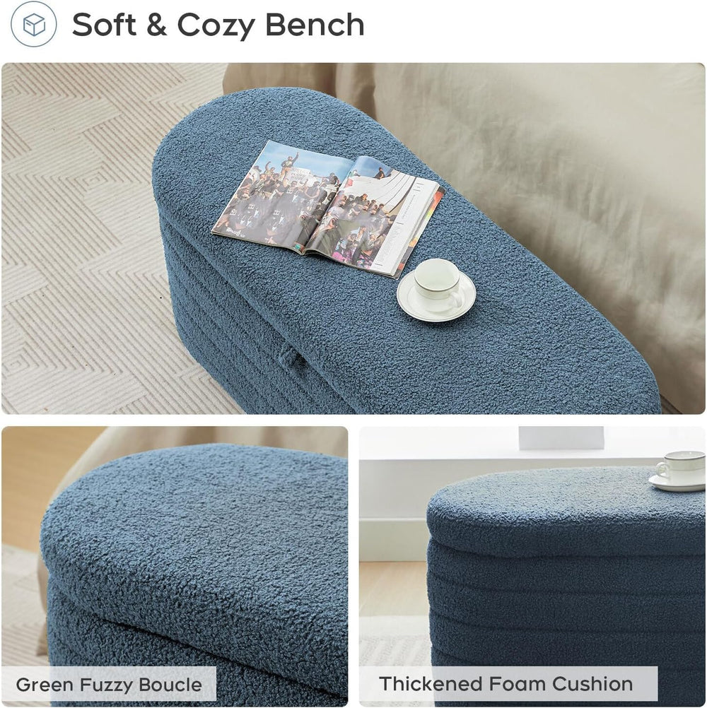 Storage Ottoman Bench End of Bed for Bedroom,45 inch Boucle Upholstered Entry...