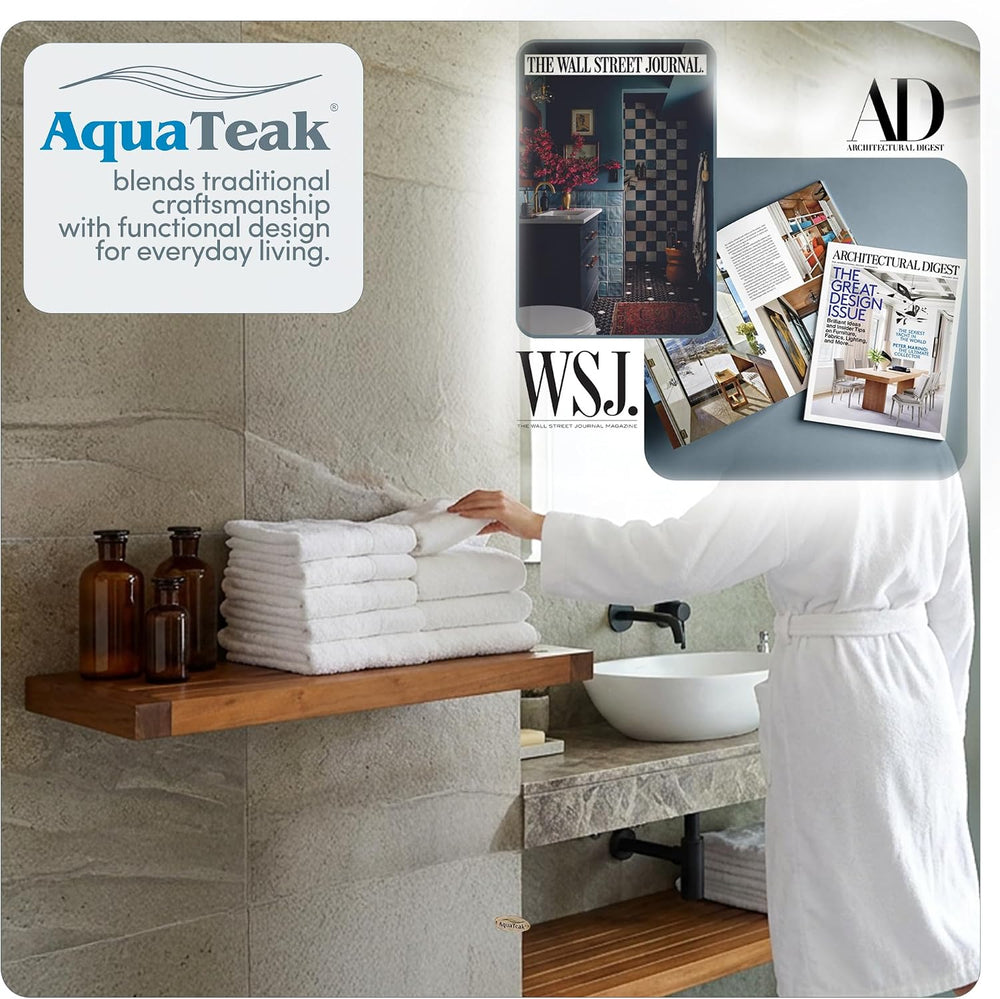 AquaTeak The Original 24" Moa Floating Teak Wall Shelf