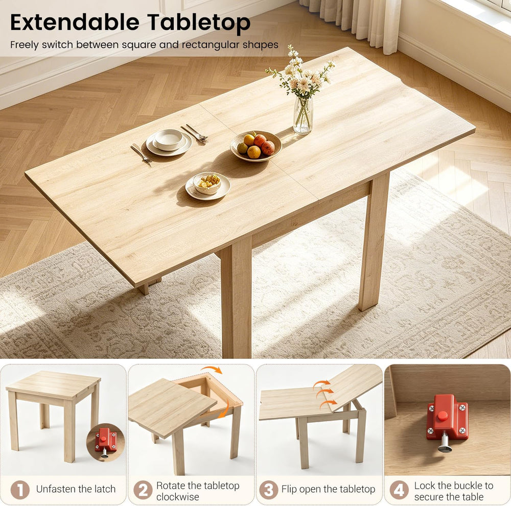 31.5"-63" Folding Dining Table Set for 4, Drop Leaf Table and Chairs