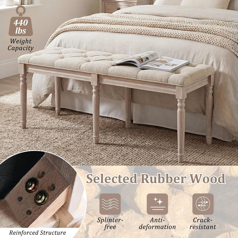 GIANTEX 47.5-inches Upholstered Dining Bench, Button-Tufted Table Bench with ...