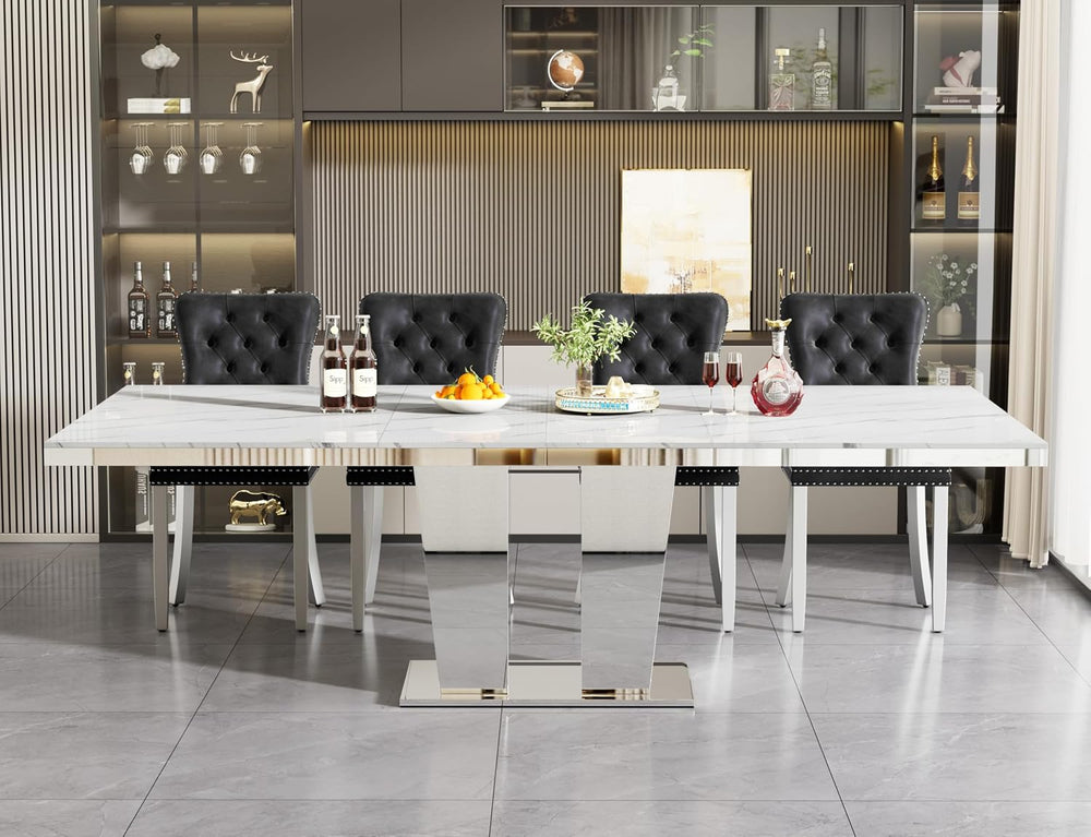 63"-94" Modern Extendable Dining Room Table for 6 8 10, Large White...