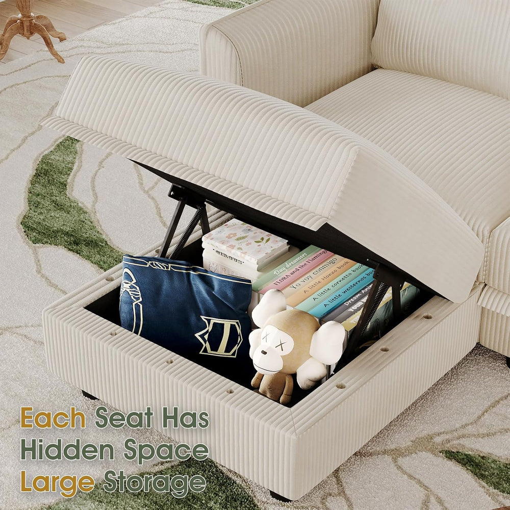 LLappuil Sectional Sofa Modular Cloud Couch with 5 Storage Seats & 3 Thro...