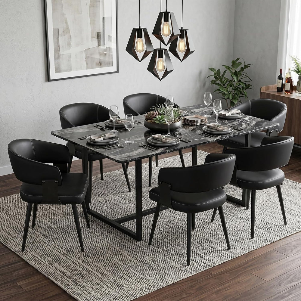 Dining Chairs Set of 6, Modern Faux Leather Kitchen Chairs
