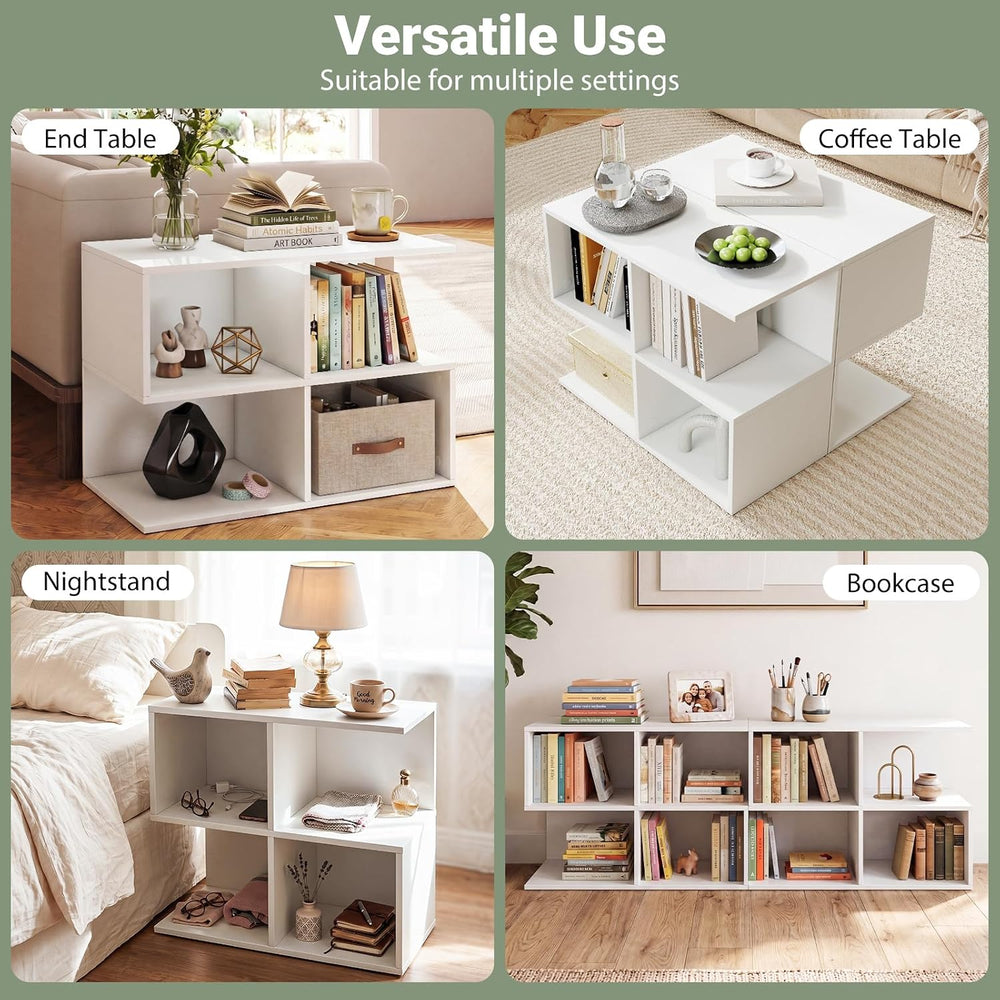 Giantex 4-Cube Book Shelf, 17'' Modern S-Shaped Couch End Sofa Side T...