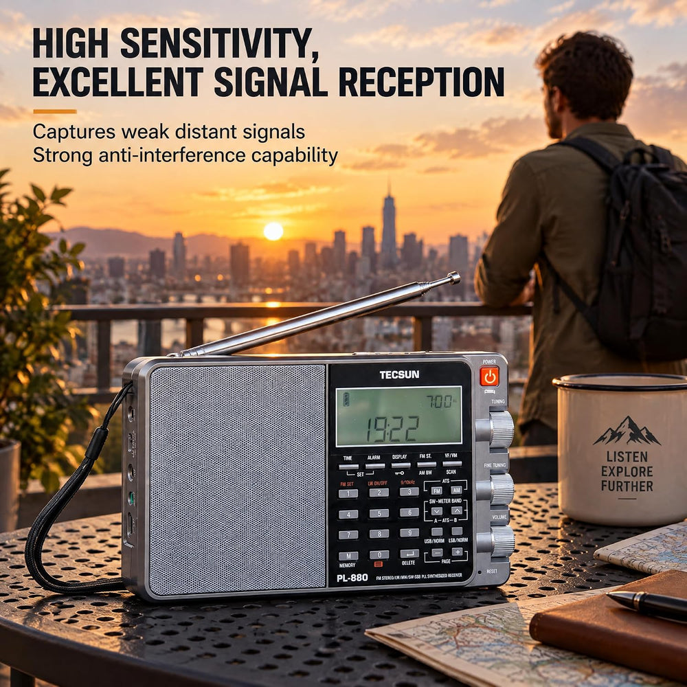 Tecsun PL880 Portable Digital PLL Dual Conversion AM/FM, Longwave & Short...