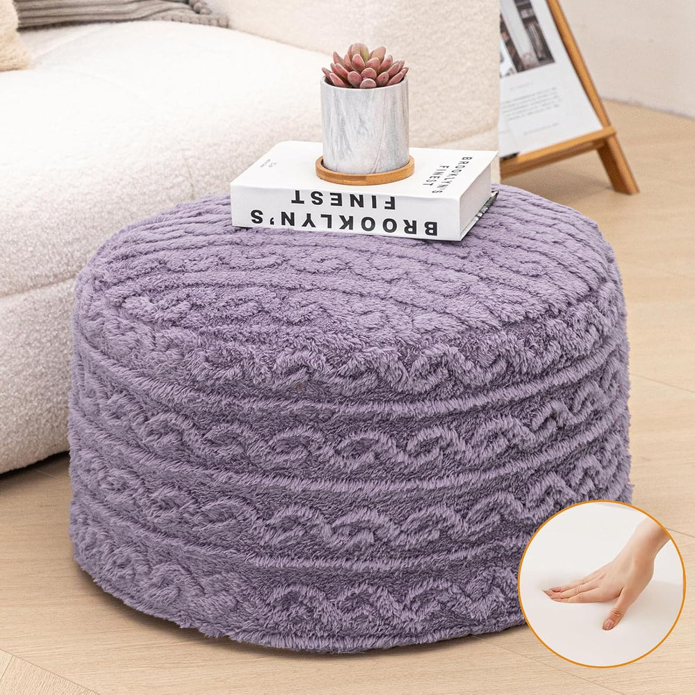 Pouf Ottoman Stuffed 20x20x12 Inches Floor Pouf Plush Fiber Ottoman Foot Rest...