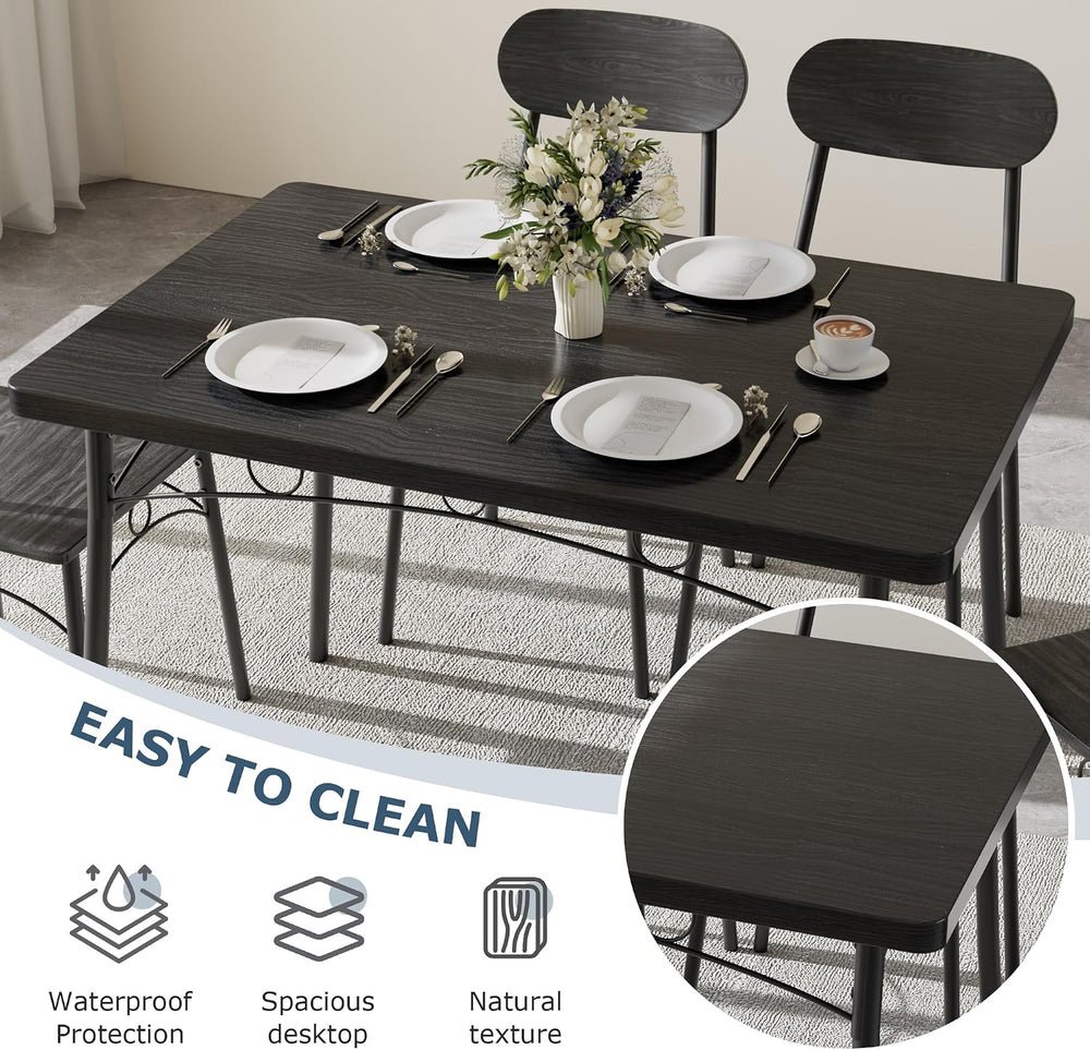 VECELO Dining Table Set for 4, 5-Piece Kitchen Table with 4 Chairs, MDF Board...