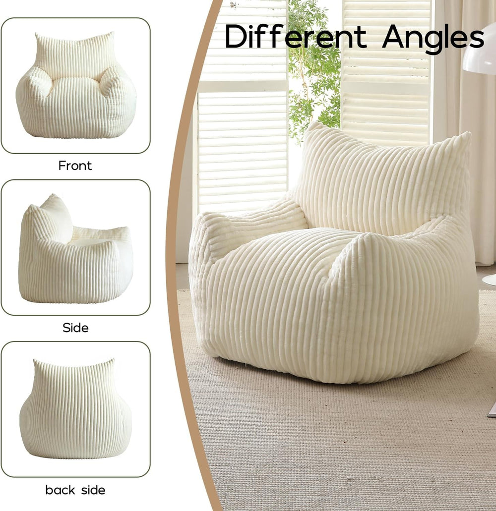 Giant Bean Bag Chair for Adults, Oversized Beanbag Sofa with Armrests and Bac...