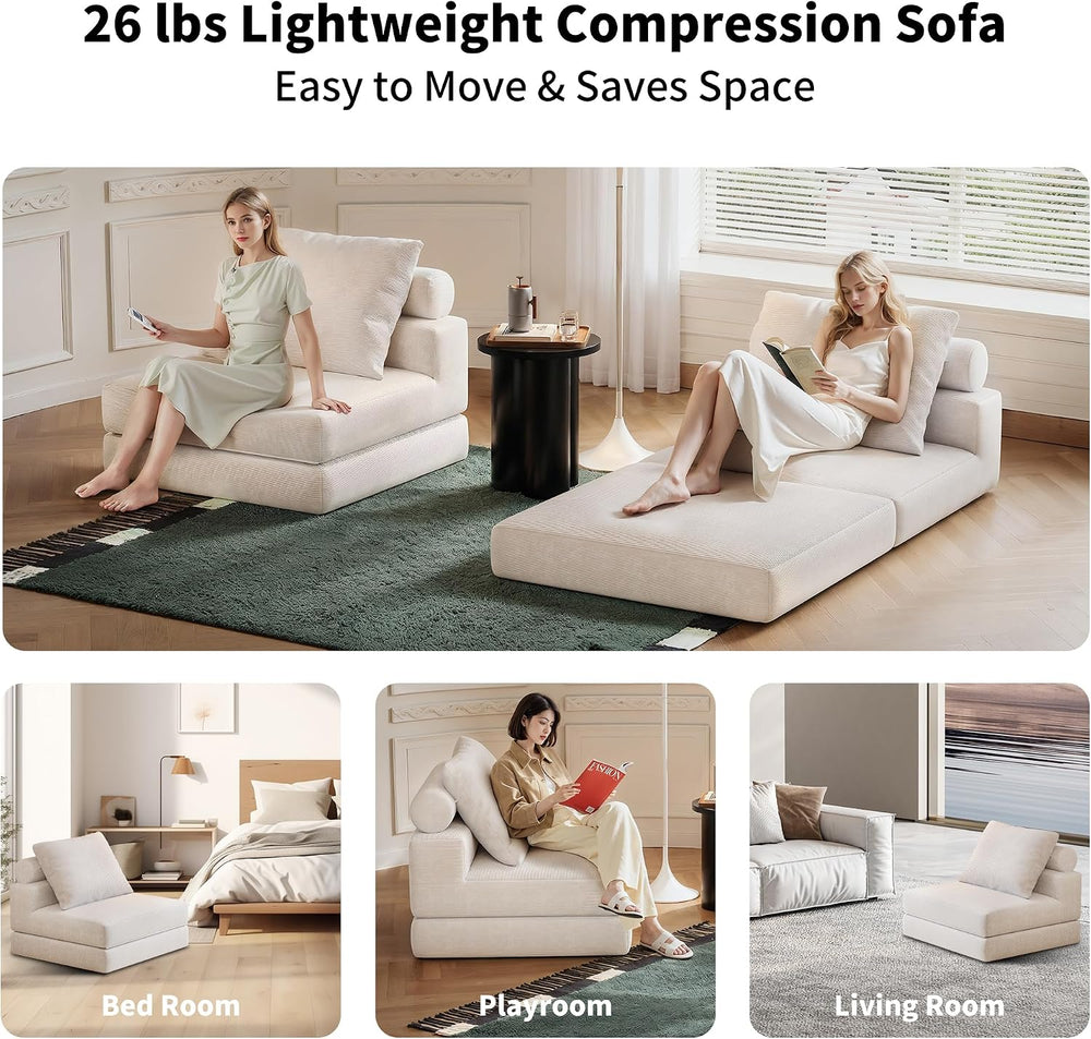 Folding Sofa Bed, 3-in-1 Convertible Sleeper Chair Bed with Pillows, Foldable...