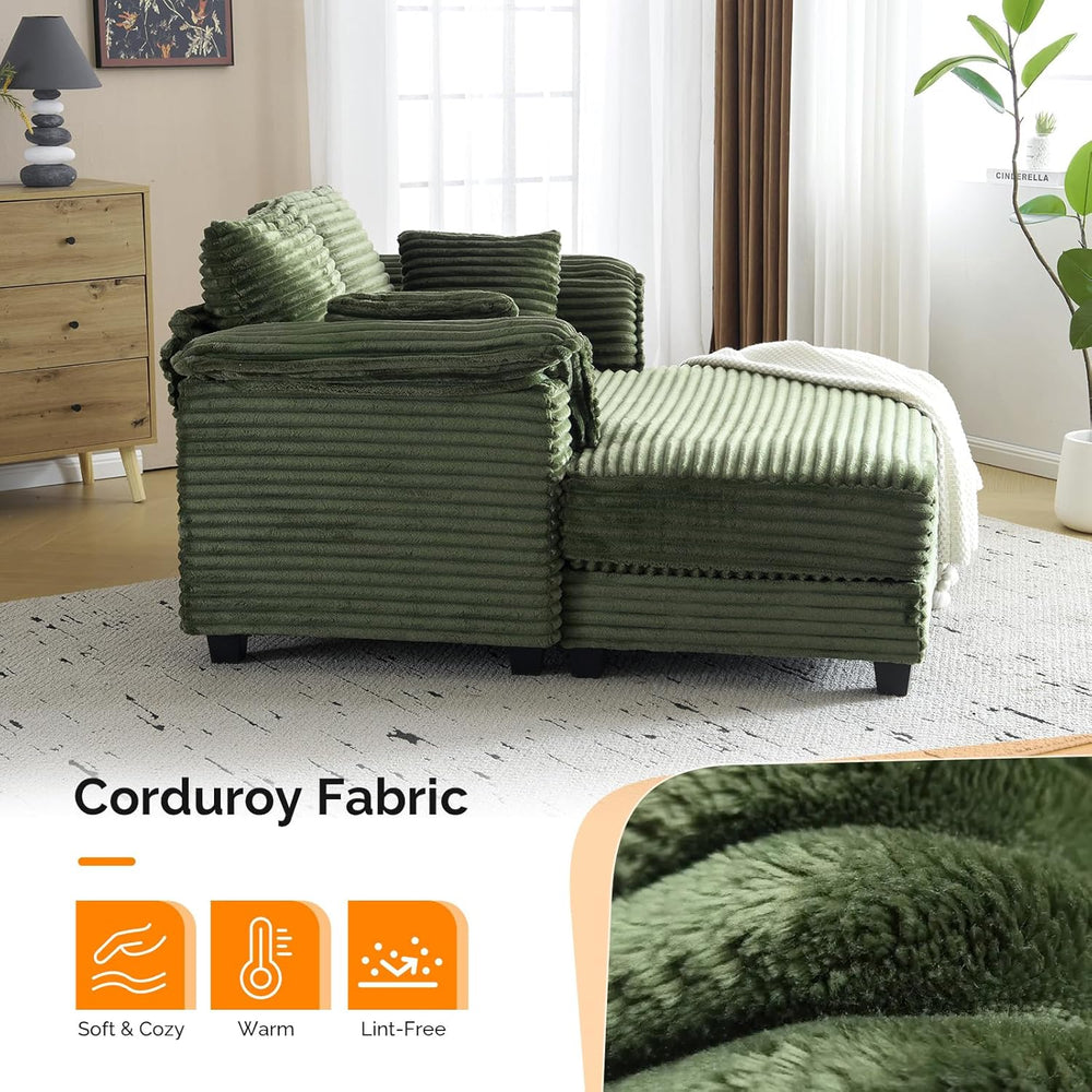 VINGLI Lounge Chair, 56" Oversized Reading Chair Corduroy Chaise Sofa Re...
