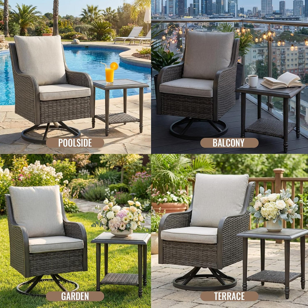 Loungewave Swivel PE Wicker Chair, Outdoor High Back Swivel Patio Chair, 360 ...