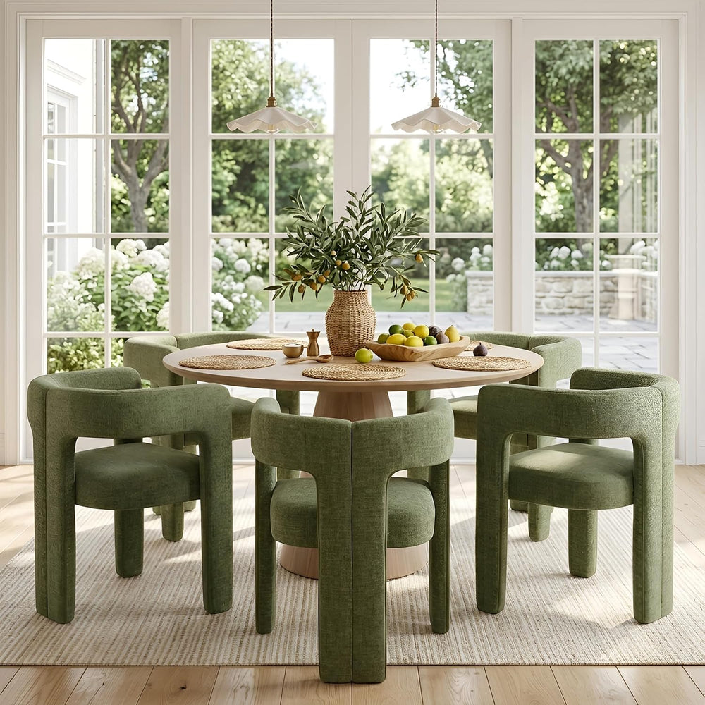 VESCASA Modern Barrel Dining Chairs Set of 2 with Open Back, Chenille Upholst...