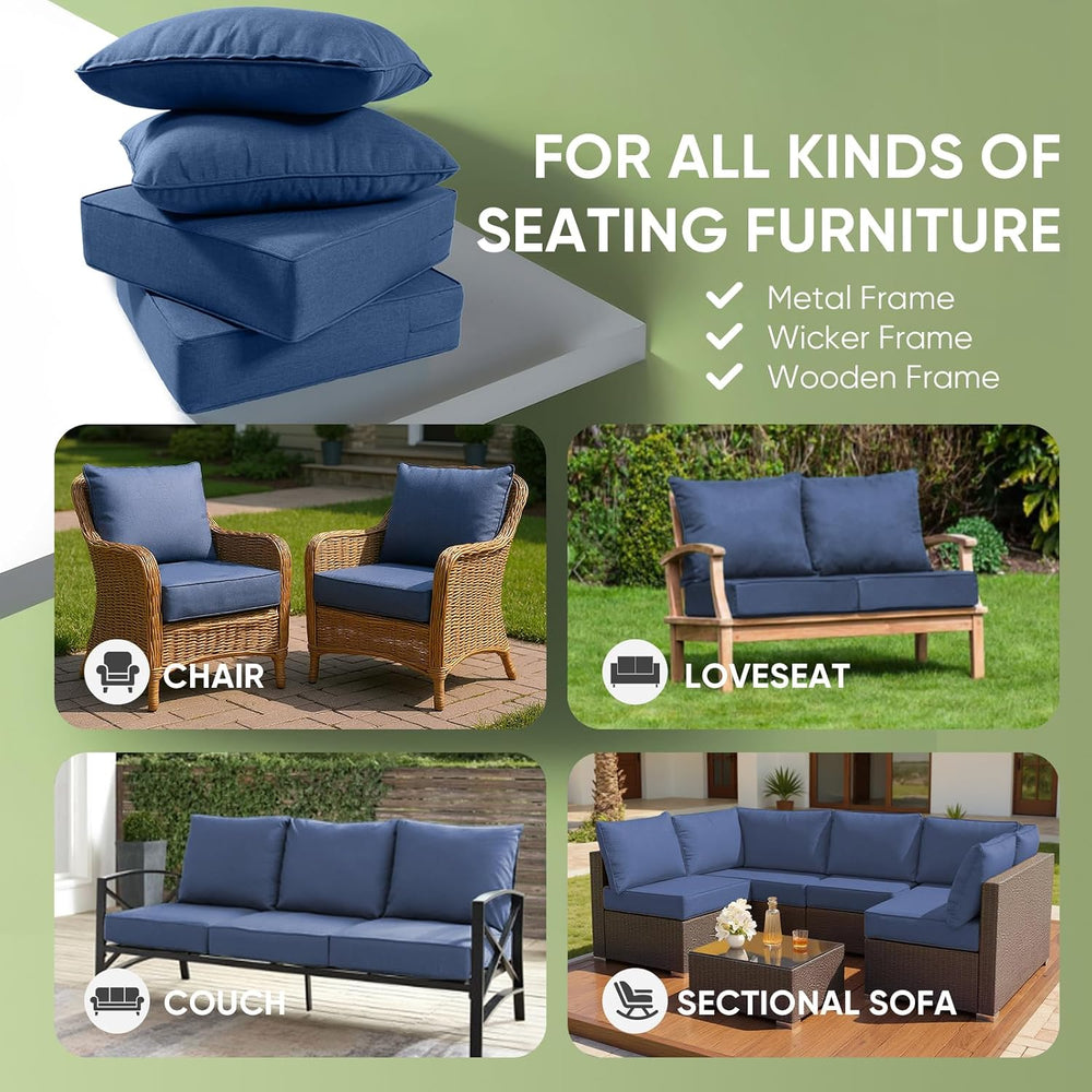 Outdoor Furniture Cushions, 6 inch Thick Seat Cushions for Outdoor Furniture,...
