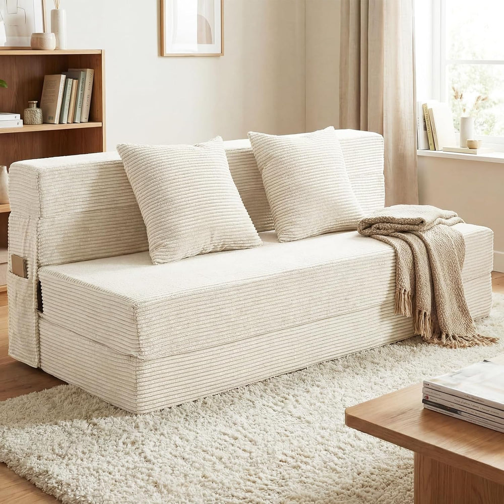 JKMAX Queen Size Folding Sofa Bed - 4 in 1 Convertible Sleeper Chair with Two...