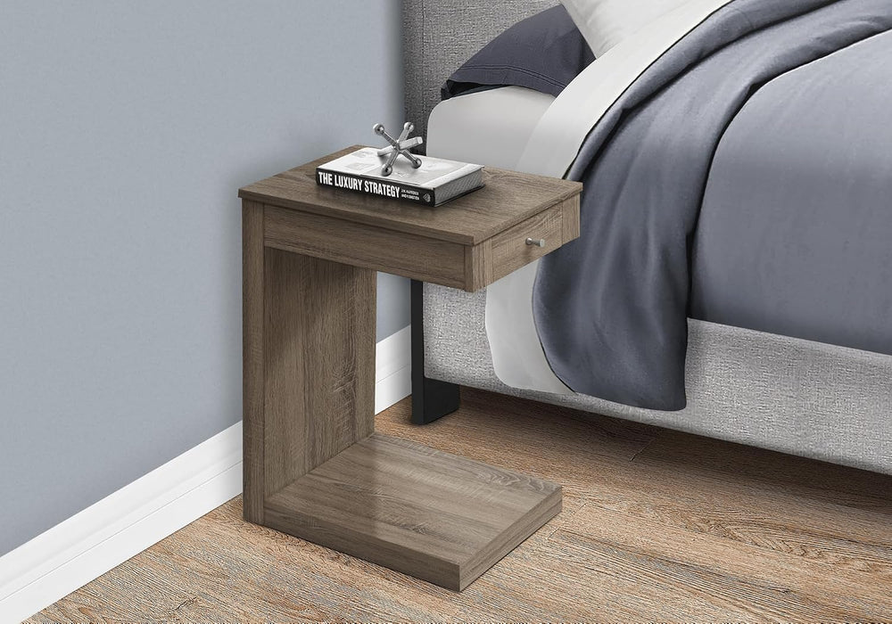 Accent Table, C Shaped, End, Side, Snack, Storage Drawer, Living Room, Bedroo...