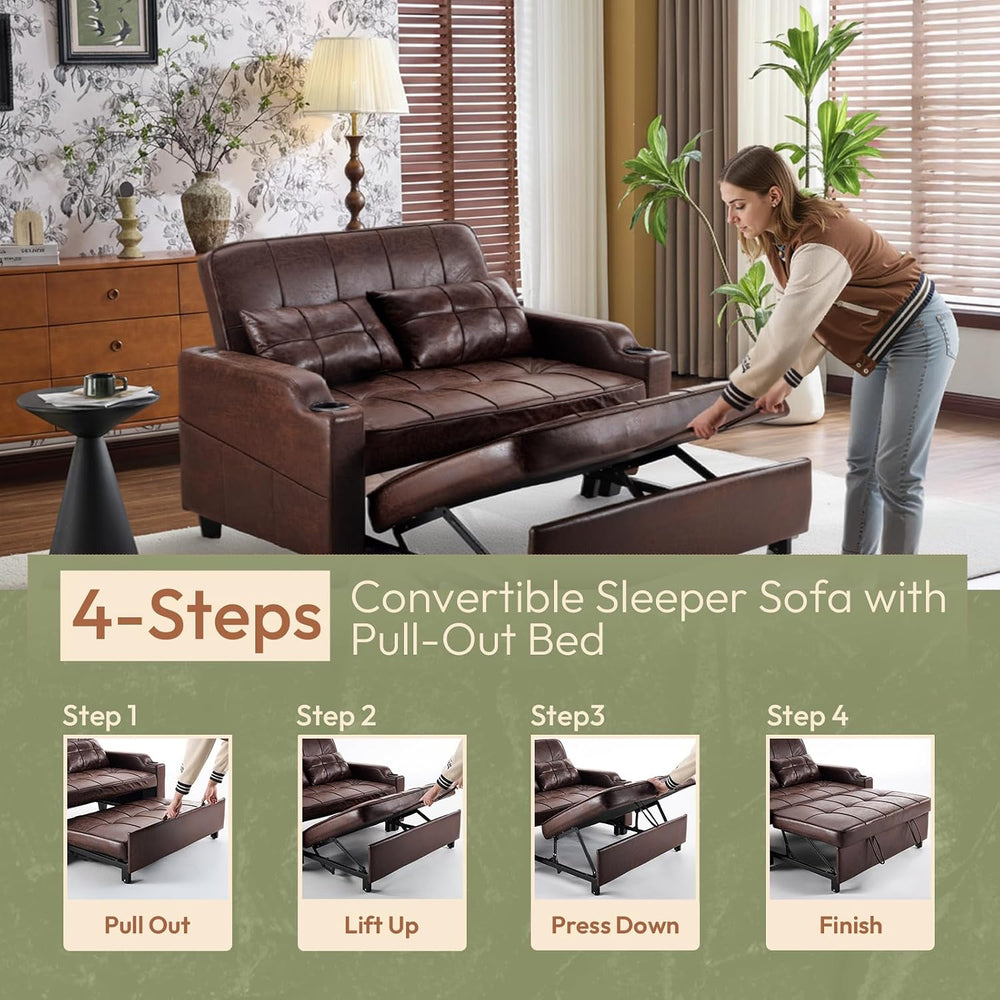 VINGLI Rustic Futon Sofa Bed Convertible Loveseat Sleeper Sofa Couch, Pullout...