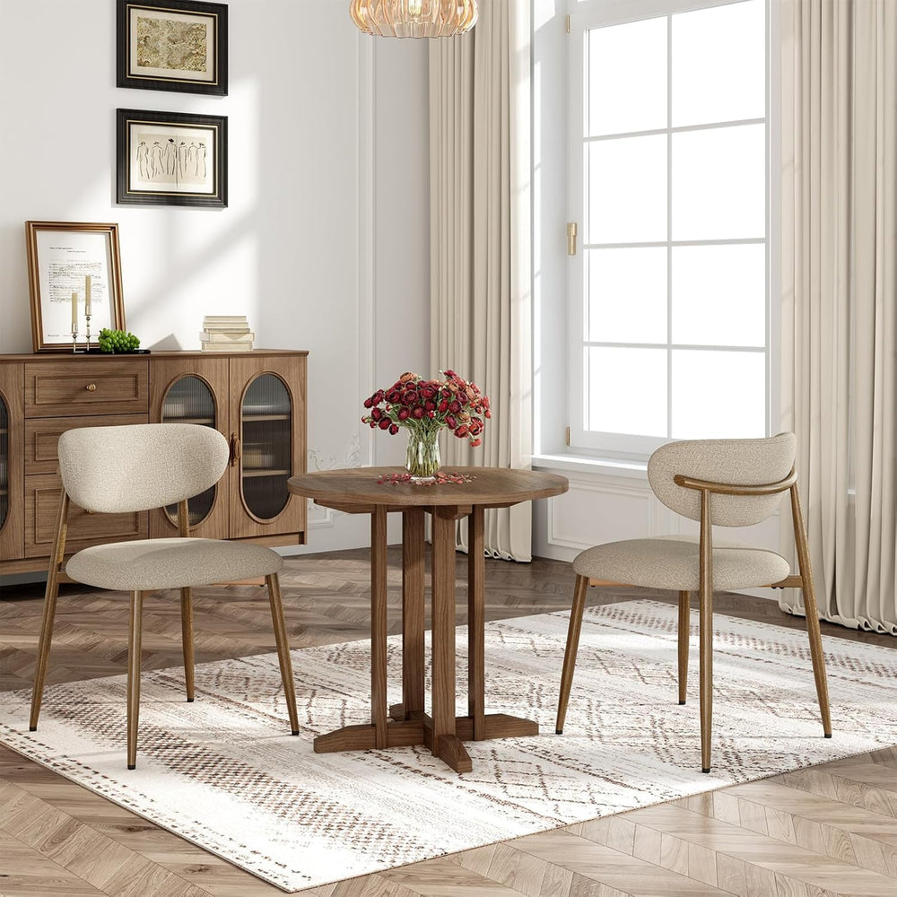 MALOL Upholstered Curved Back Dining Chairs Set of 2, Camel