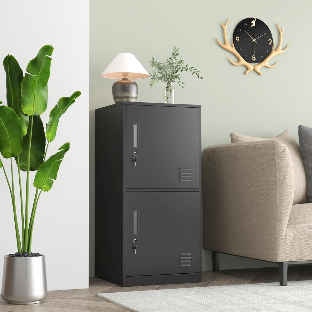 2 Door Metal Vertical Storage Locker for Home Office, School, Office, Home,Gy...