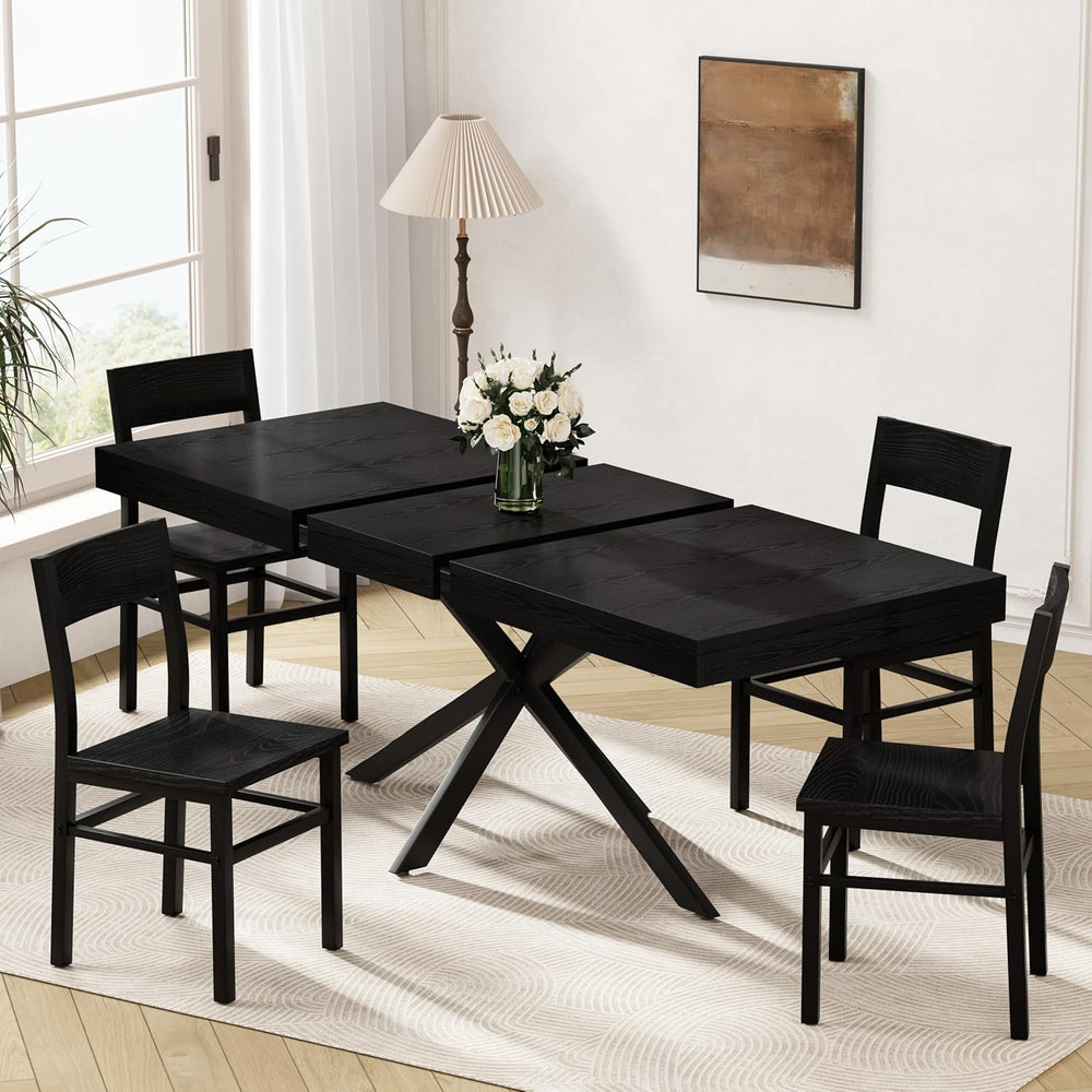 5-Piece Dining Table Set for 4 6 8, Large 55"-70.9" Extendable Dini...
