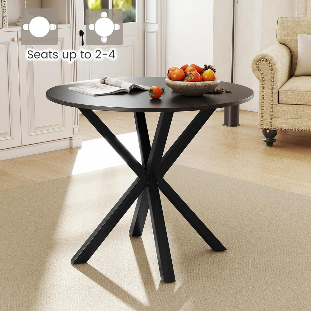 GOFLAME 36” Round Dining Table for 4 People, Wooden Kitchen Table with Inters...