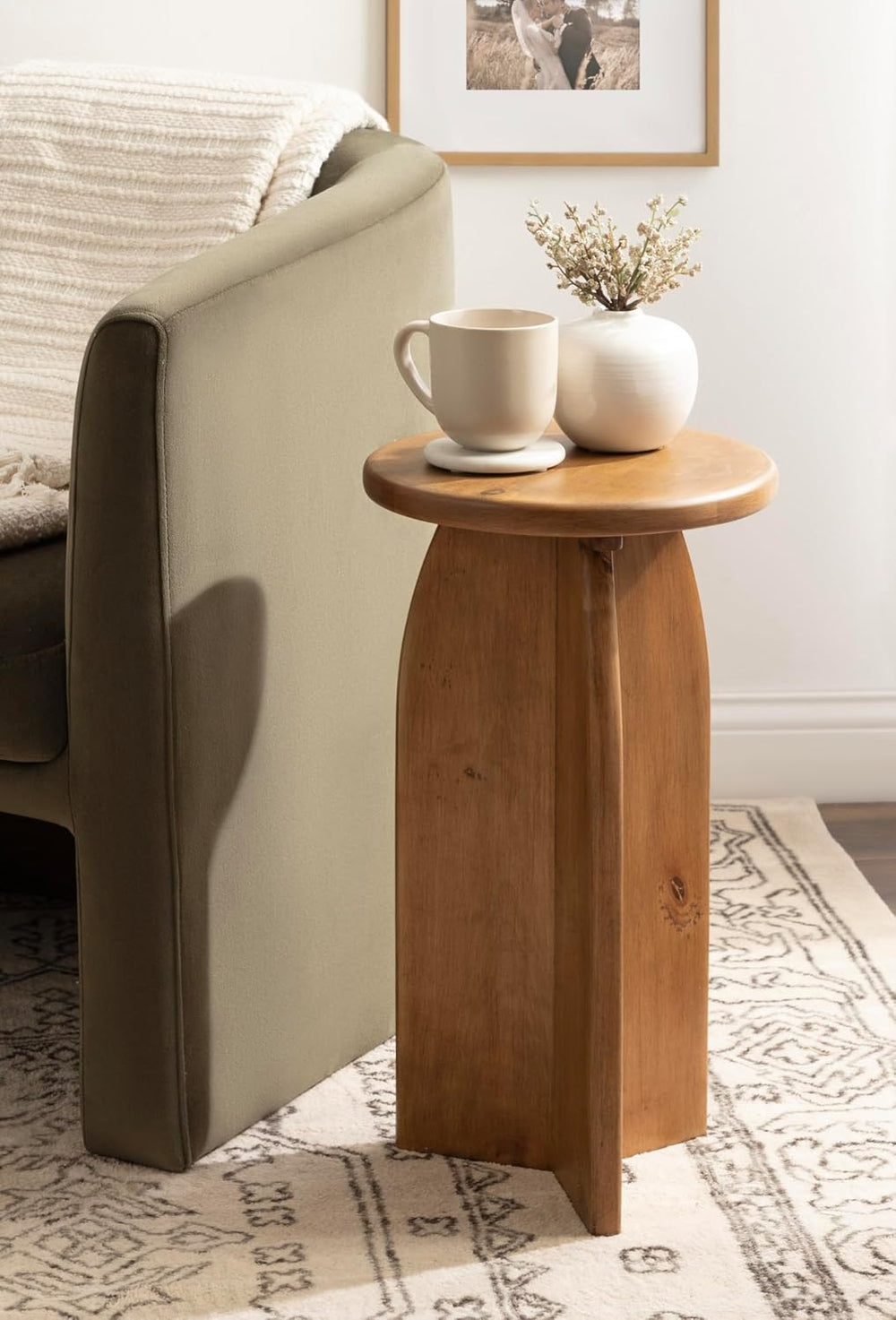 Kate and Laurel Sora Modern Wooden Round Drink Table, 12 x 12 x 22, Rustic Br...