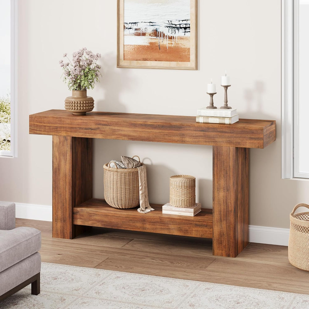 GAOMON 63" Farmhouse Console Table for Entryway - 2-Tier Storage Shelf, ...