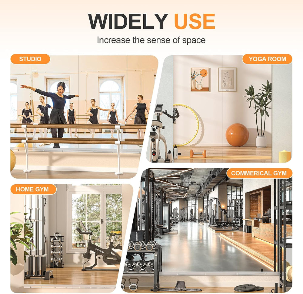 Hasipu 2 Pack Home Gym Mirrors with Glass Clamps, 72"x36" Each, Ful...