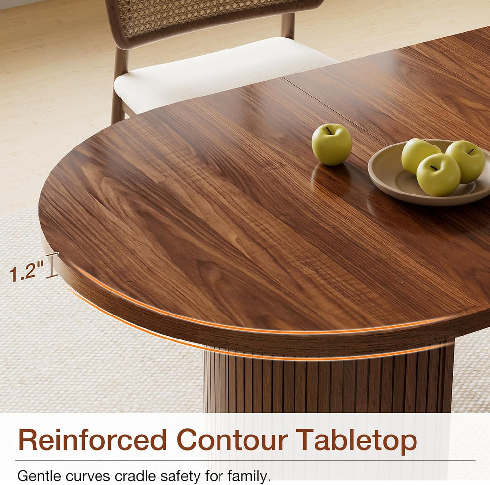 HOMMPA 70.8" Oval Dining Table for 4 6 Person Kitchen Table with Semi-Cy...