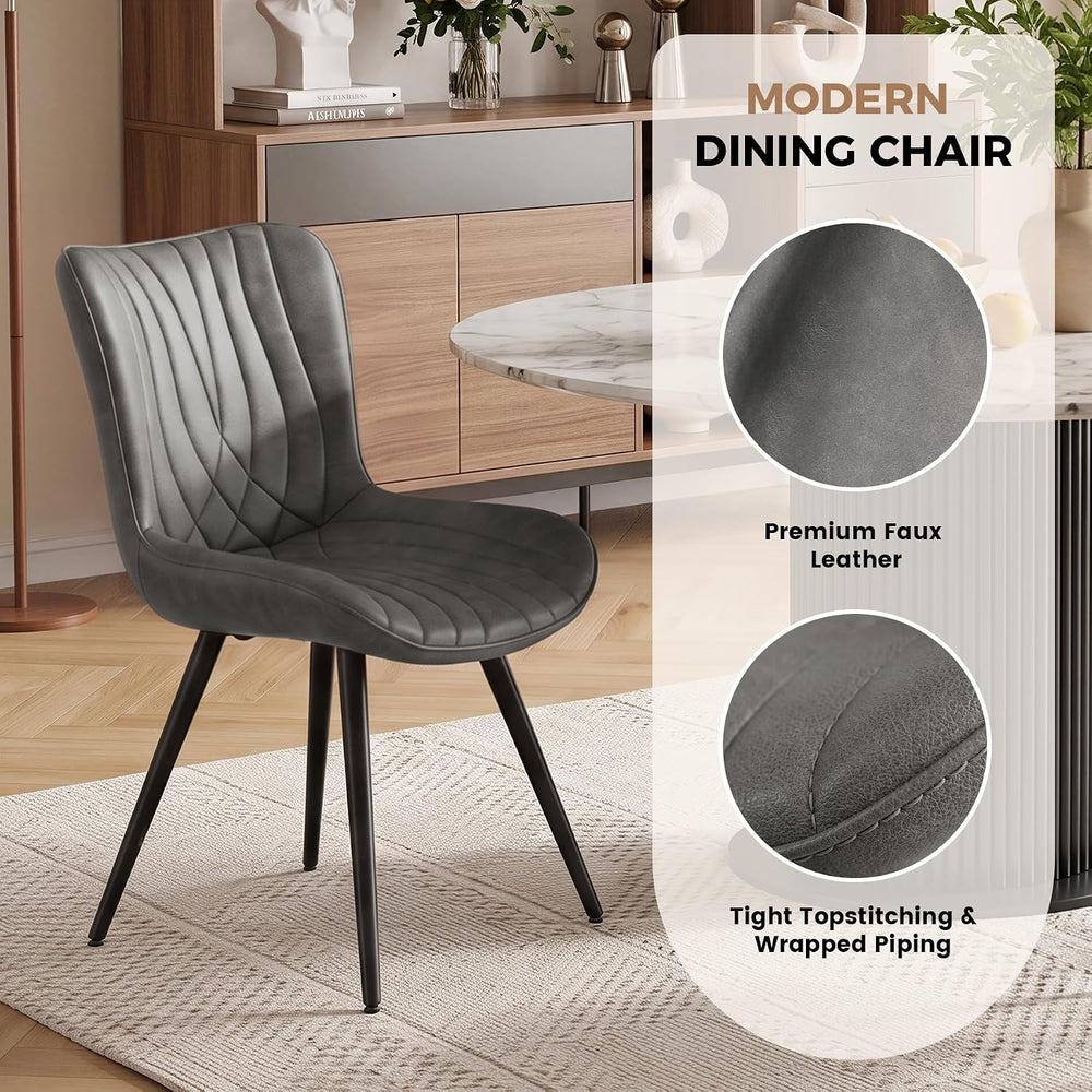 Modern Dining Chair, PU Leather Dining Room Chairs Set of 6
