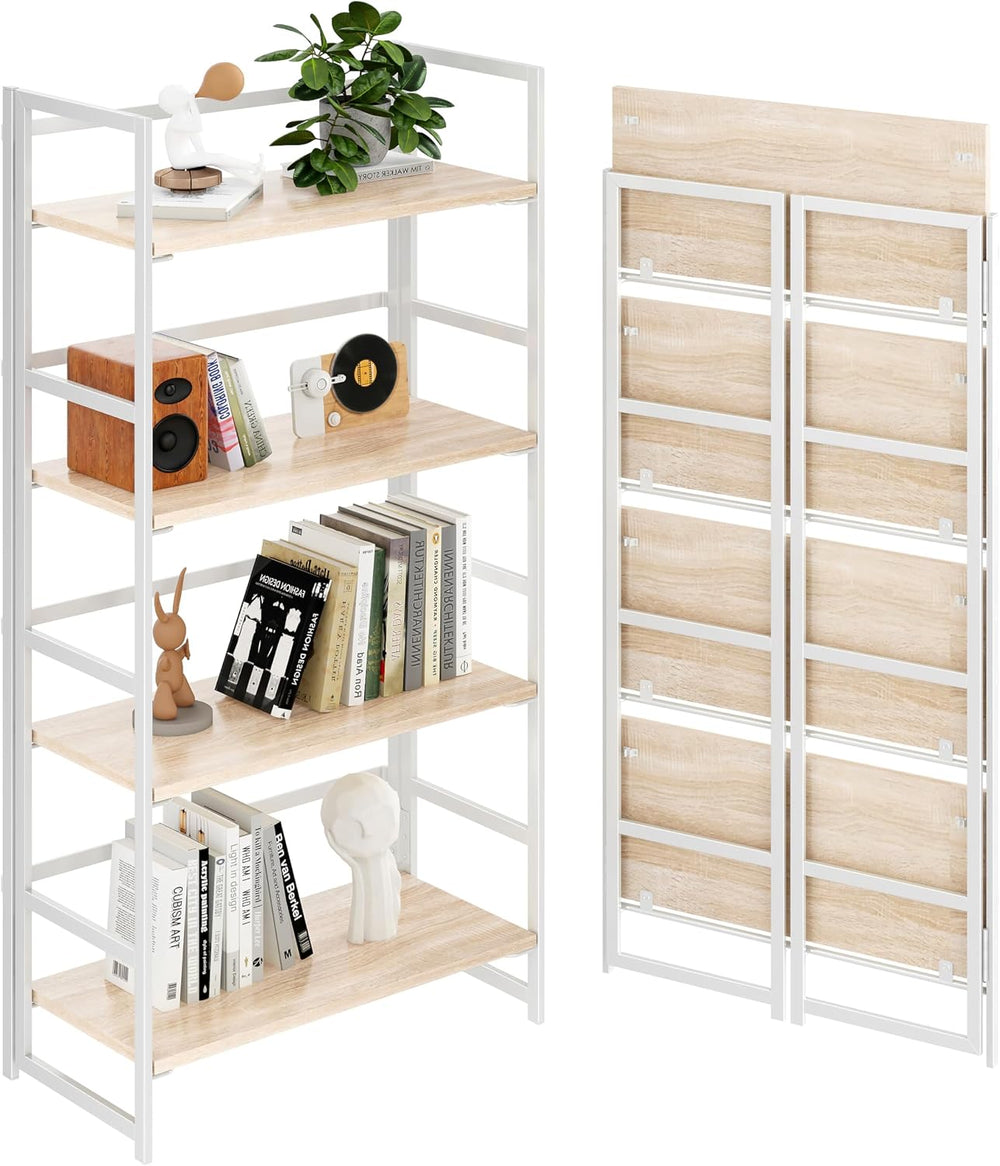 BHG Vintage Multifunctional Folding Bookshelf, No-Assembly Plant Stand Storag...