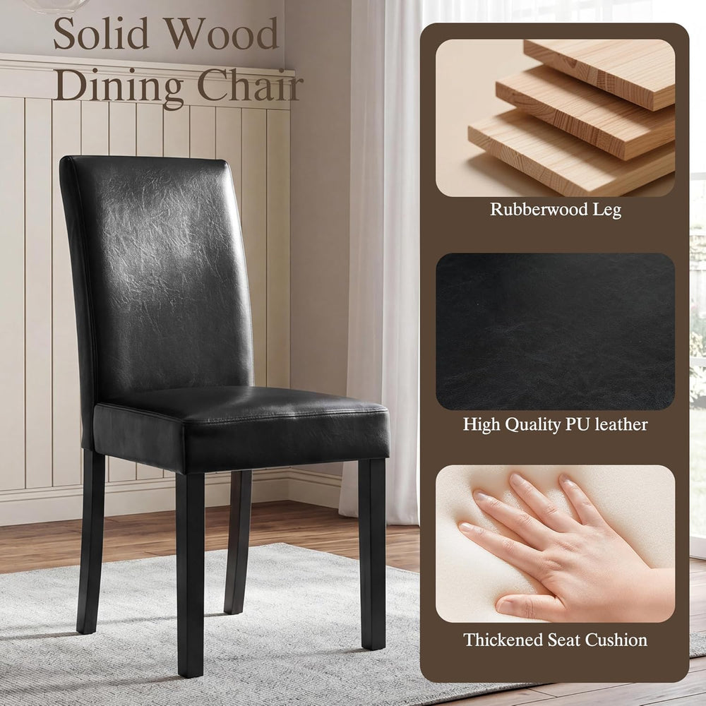 LSSBOUGHT Modern Dining Chair Urban Style Linen Kicthen Chairs with Solid Woo...