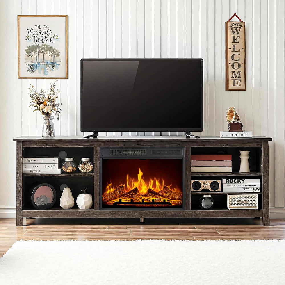 AMERLIFE 70" Fireplace TV Stand with 23" Electric Fireplace for 80&...