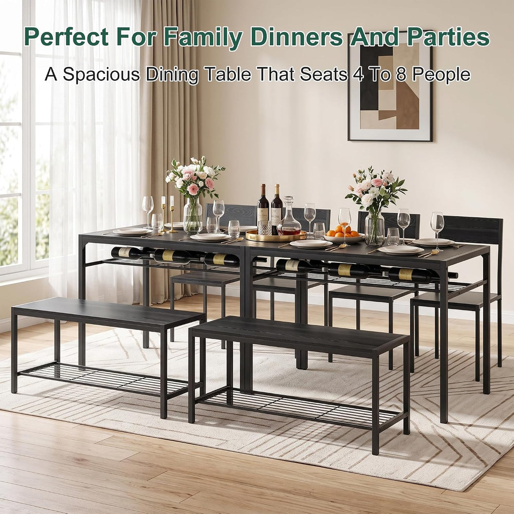 VECELO Kitchen Dining Room Table with 2 Chairs & Bench, Compact Space-Sav...