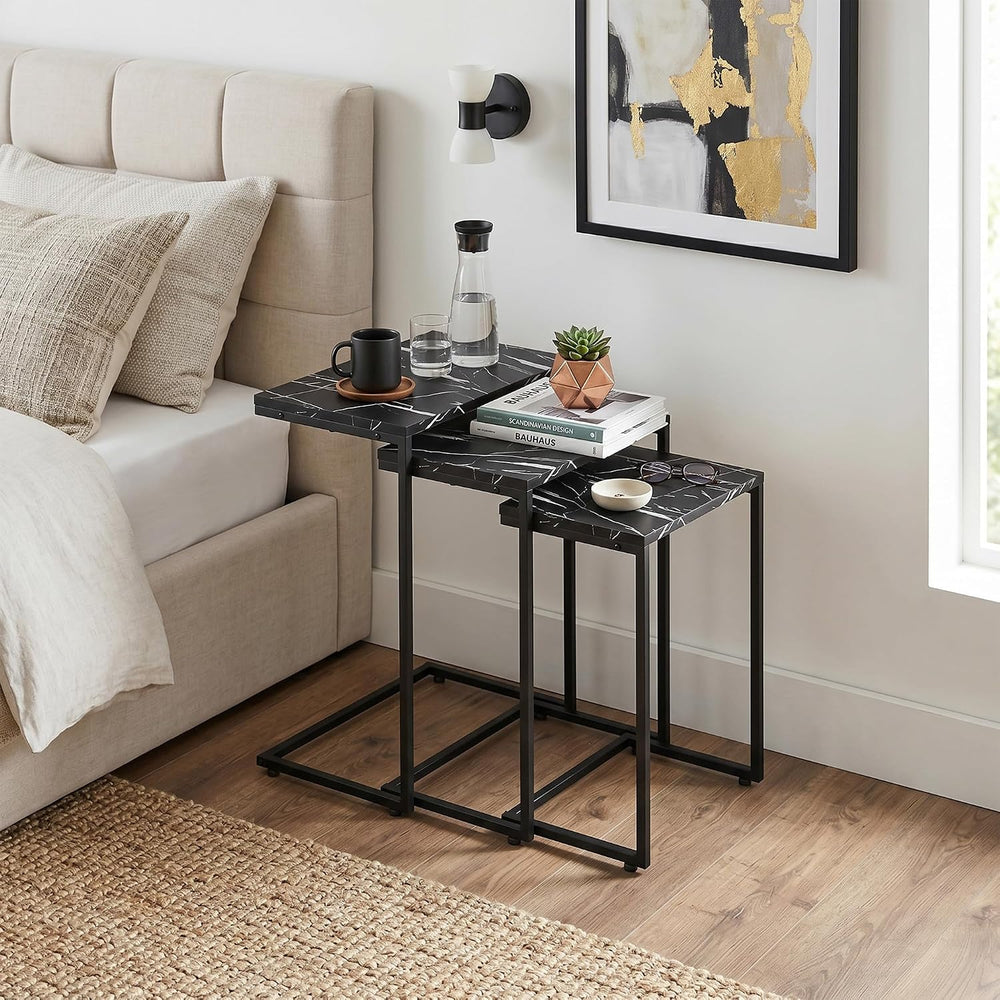 Nouva Modern Nesting Coffee Table, Set of 3 Square Stacking Accent Table End ...