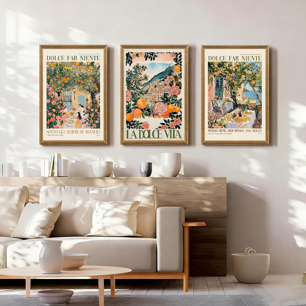 SYWENNOI Triptych, Italian Landscape Framed Cnavas Wall Art, 20x30 in each
