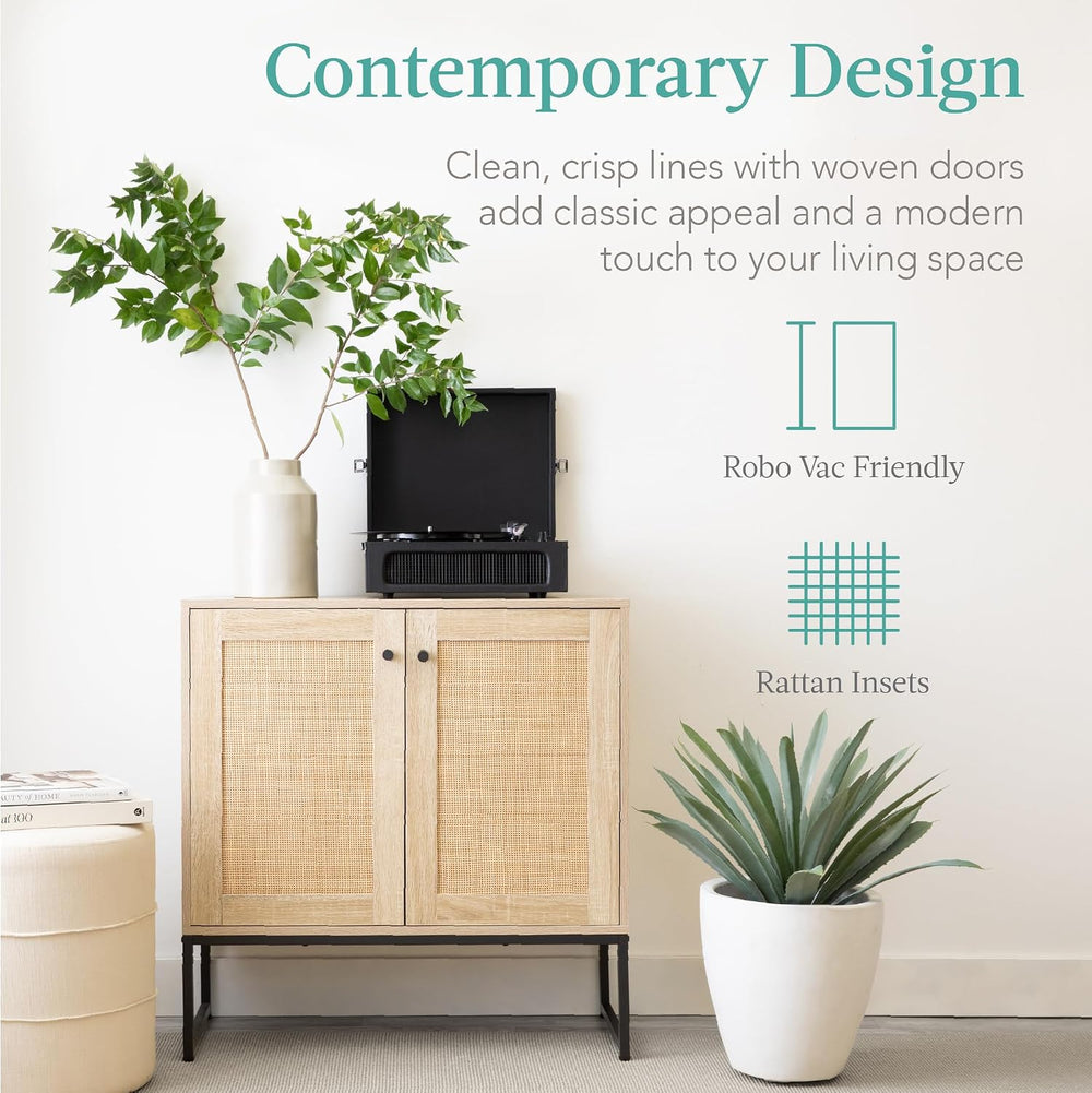 Best Choice Products 2-Door Rattan Storage Cabinet, Accent Furniture, Multifu...