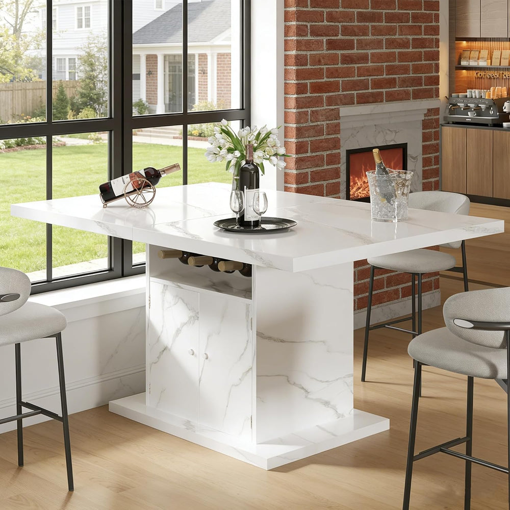 Extendable Dining Table for 4-6, 47-63in Expandable Kitchen Rectangle Dining ...