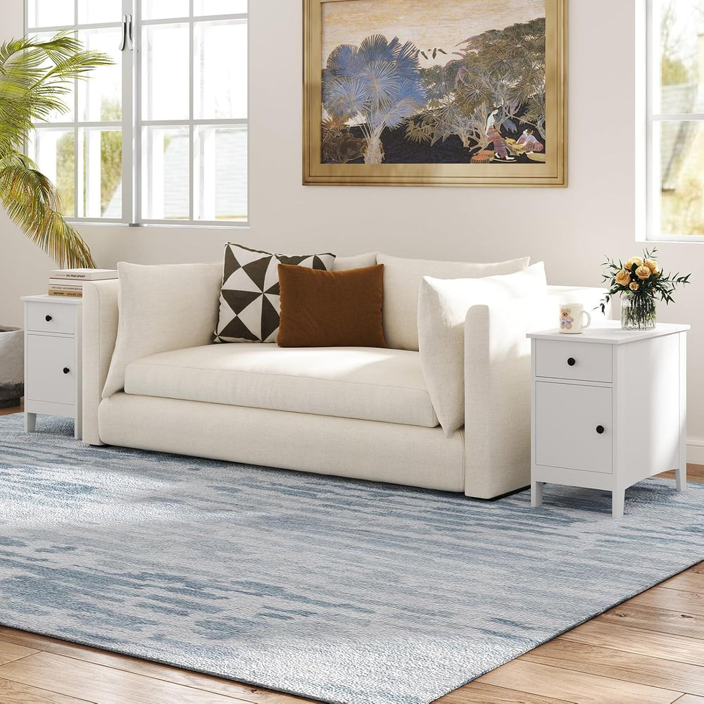 Giantex Night Stand Set 2 with Charging Station, Flip Top End Side Table w/US...
