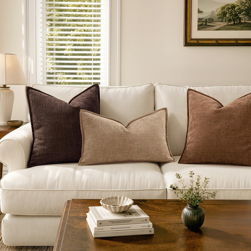 MIULEE Euro Fall Decorative Throw Pillow Covers 24x24 Brown Textured