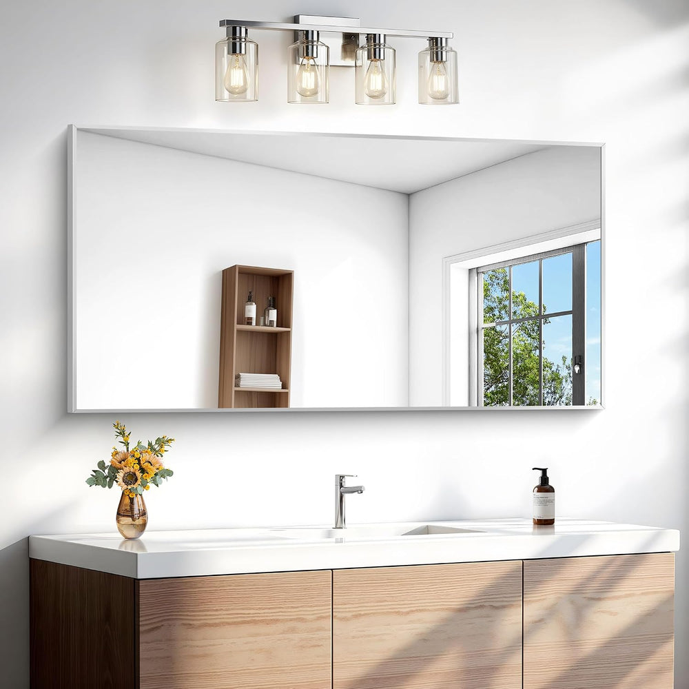 BONEWEI Silver Bathroom Mirror,24x48 inch Wall Mirror for Bathroom Wall Mount...