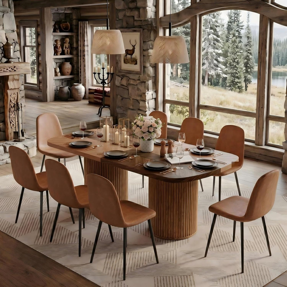 79" Dining Table Set for 8, 9 Piece Dining Table Set, Large Rectangular ...