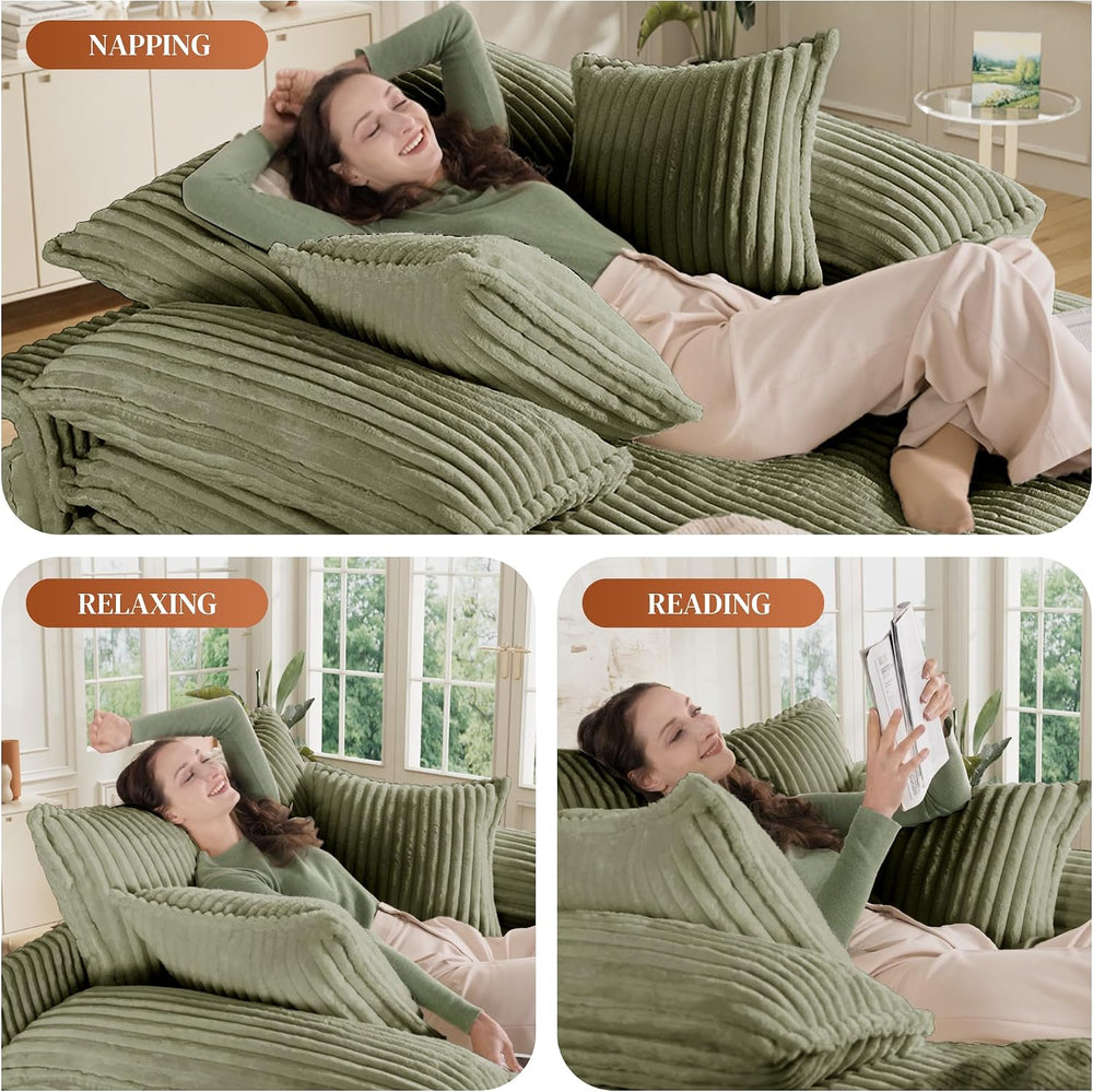Rophefx 54" Oversized Chaise Lounge, Adjustable Corduroy Sofa Bed,Green ...