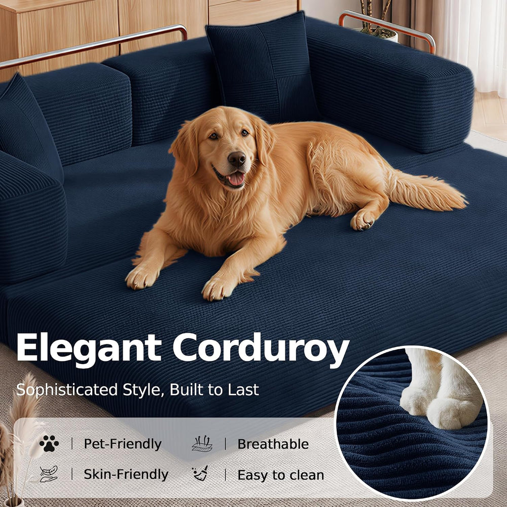 79" Convertible Futon Sofa Bed, Floor Couch for Living Room | 5-in-1 Cor...