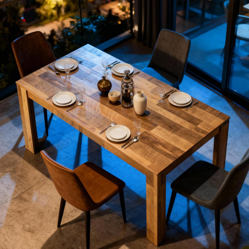 71" Kitchen Dining Table for 6-8, Farmhouse Wood Rectangular Dinner Table