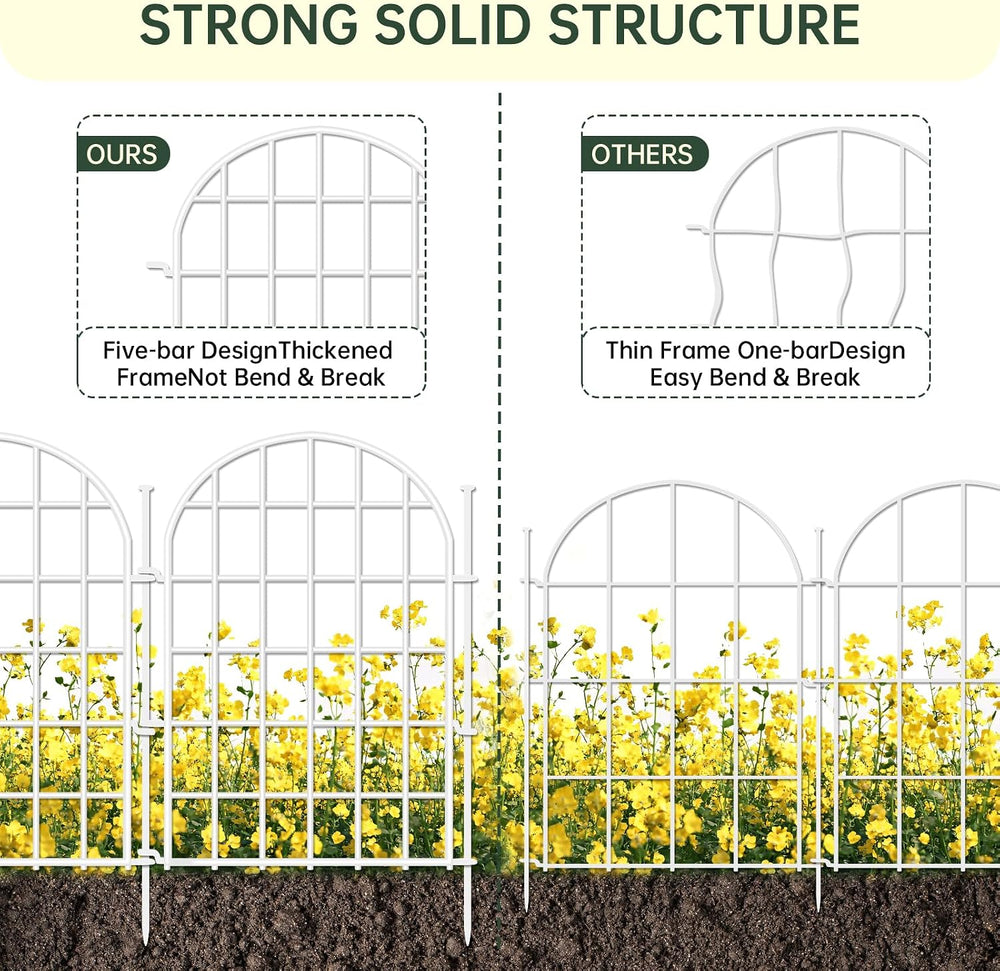 13.8ft(L) x 17in(H) Panels Garden Fence, 12 Panels Arched No Dig Fence, Decor...
