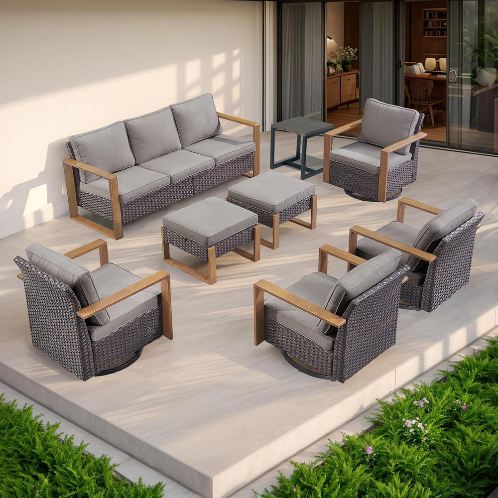 Rilyson Outdoor Couch Wicker Patio Sofa, Rattan Patio Furniture Sofa with Stu...