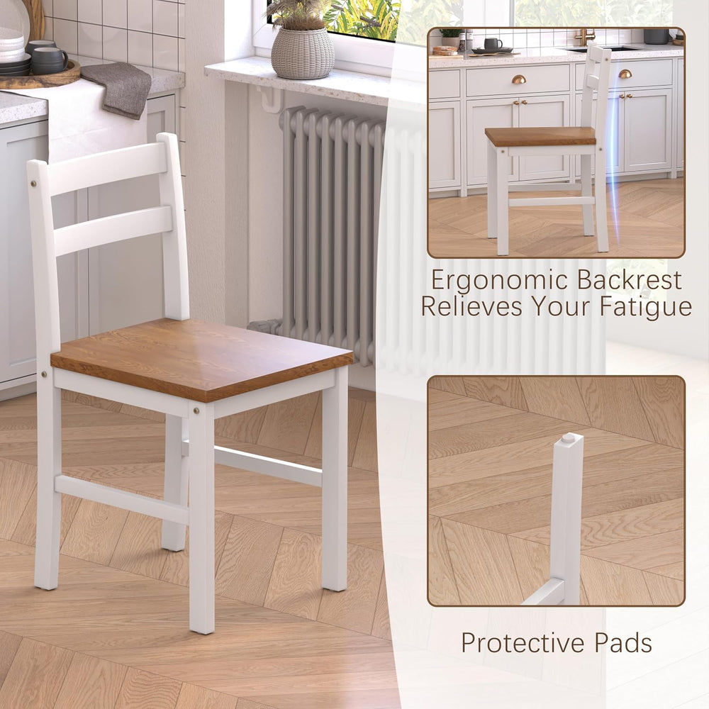 5 Piece Dining Table Set, Solid Wood Dining Table Set for 4, Farmhouse Table ...