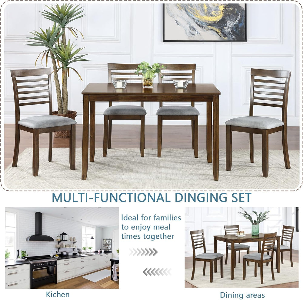 RuiSiSi Farmhouse 5 Piece Dining Table Set, Rectangular Kitchen Table with 4 ...