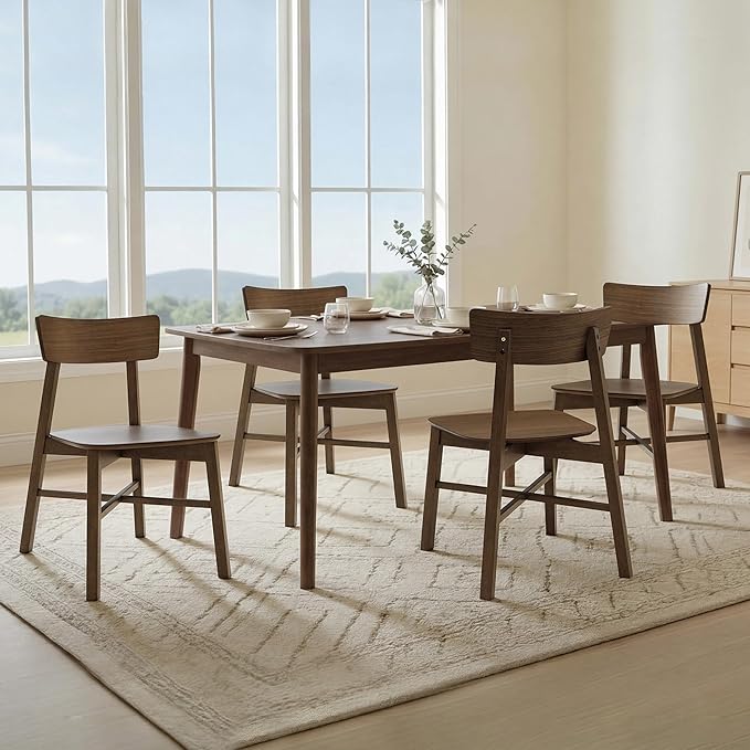 CHITA Soild Wood Dining Chairs Set of 2, Mid Century Modern Walnut Wood Kitch...